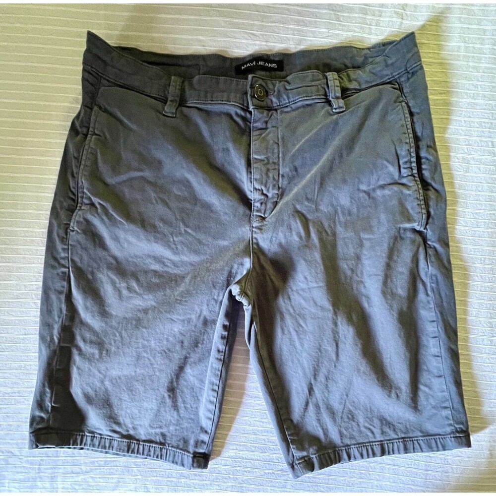 Mavi Mike Men’s Shorts - 11” inseam - Steel Blue - Size 36 - Flat Front Stretch